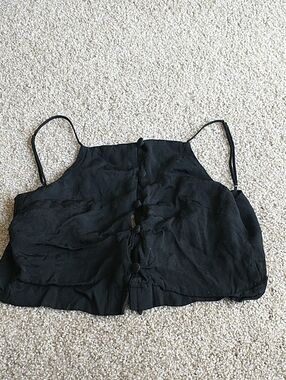 Nanushka Black Button-Front Cropped Cami